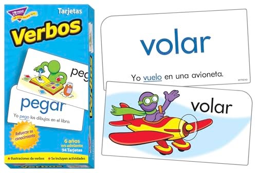 Trend Enterprises: Verbos (Spanish Action Words) Skill Drill Flash Cards, Grow Spanish Fluently, Illustraions with Words & Sample Sentence, 94 Cards Included, for Ages 6 and Up - Image 4