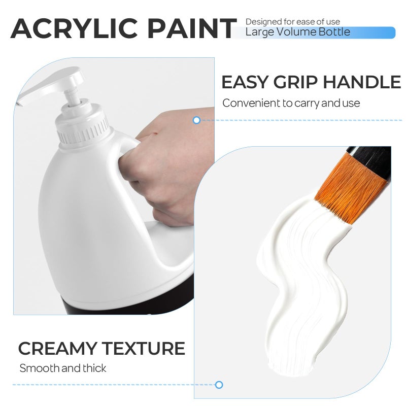 Nicpro Fluorescent White Large Acrylic Paint Set (69 oz, 2040 ml), Glow in the Black Light, Non-Toxic Neon Paint for Neon Party Decoration, DIY Project on Multi-Surface, Canvas, Rock, Wood, Craft - Image 5