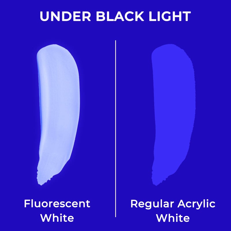 Nicpro Fluorescent White Large Acrylic Paint Set (69 oz, 2040 ml), Glow in the Black Light, Non-Toxic Neon Paint for Neon Party Decoration, DIY Project on Multi-Surface, Canvas, Rock, Wood, Craft - Image 2