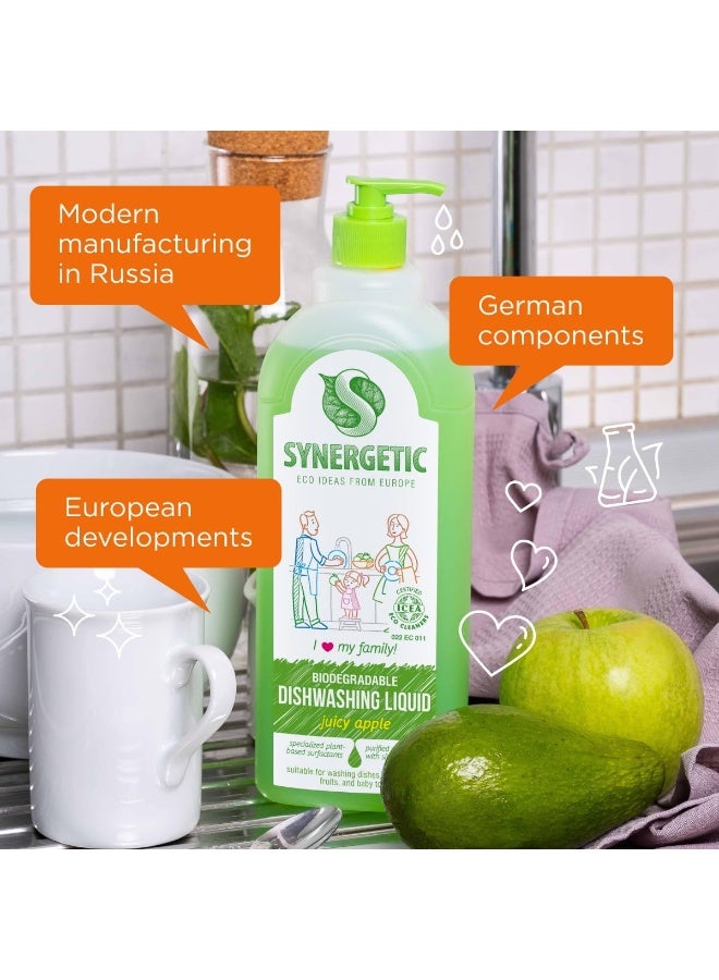 SYNERGETIC Biodegradable Dishwashing Liquid, Apple 1 Liter - Image 3