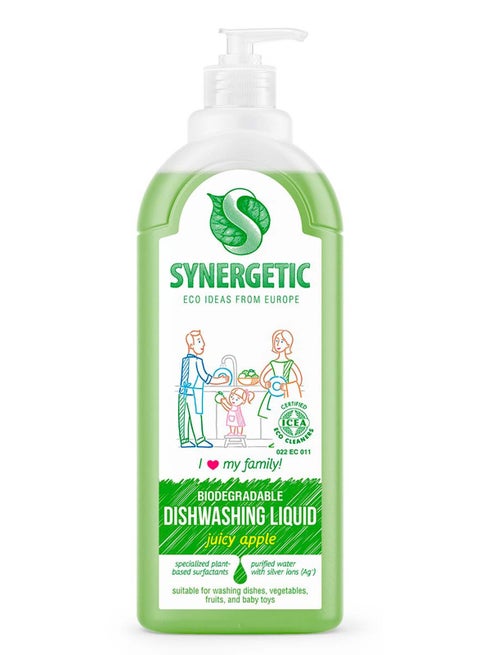 SYNERGETIC Biodegradable Dishwashing Liquid, Apple 1 Liter