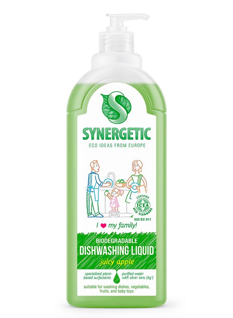 SYNERGETIC Biodegradable Dishwashing Liquid, Apple 1 Liter - Image 1