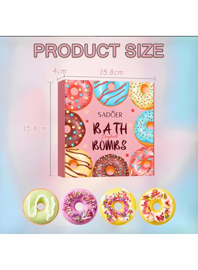NANAO Donut Bath Bombs Gift Set – 4-Pack Organic Bubble Bath Bombs for Women & Kids | Natural Essential Oils & Shea Butter for Moisturizing Spa Relaxation - Image 5
