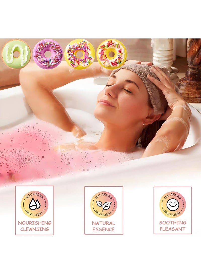 NANAO Donut Bath Bombs Gift Set – 4-Pack Organic Bubble Bath Bombs for Women & Kids | Natural Essential Oils & Shea Butter for Moisturizing Spa Relaxation - Image 2