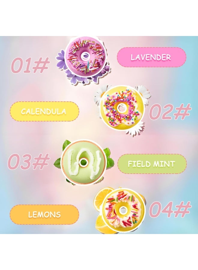 NANAO Donut Bath Bombs Gift Set – 4-Pack Organic Bubble Bath Bombs for Women & Kids | Natural Essential Oils & Shea Butter for Moisturizing Spa Relaxation - Image 3