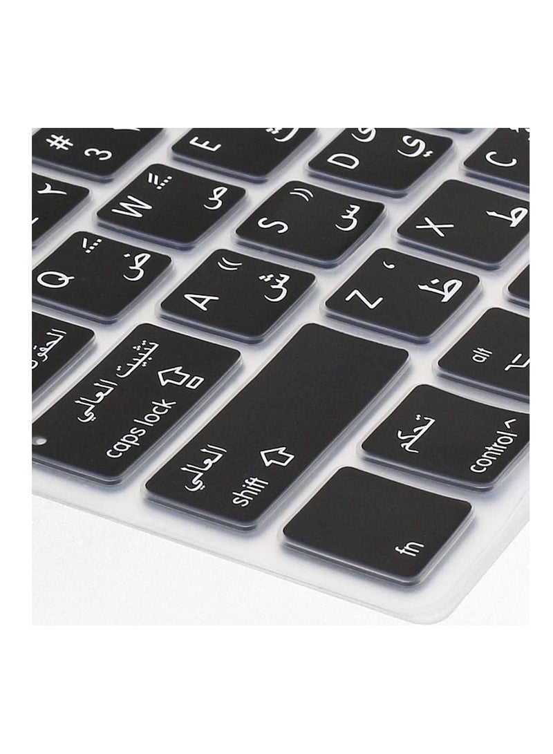 Arabic English Keyboard Cover for MacBook Pro 16" Inch (Model A2141) 2019 and MacBook Pro 13 Inch 2020 (Model  A 2289/A 2251) US Layout Protector (Black)