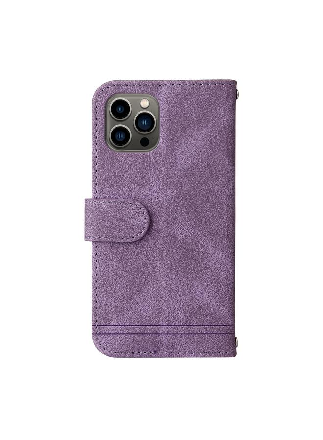 S-TOP Case For iPhone 12 Pro Max Skin Feel Life Tree Metal Button Horizontal Flip Leather Case with Holder & Card Slot & Wallet & Photo Frame & Strap - Image 3