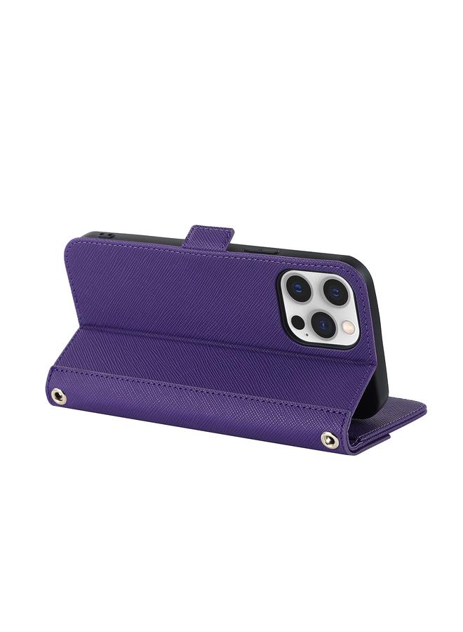 اس-توب جراب هاتف iPhone 12 Pro Max مصنوع من الجلد مع حبل متقاطع - Image 5