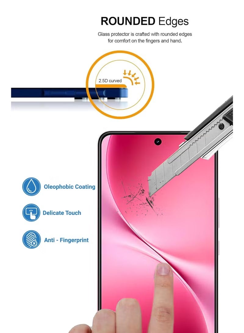 يويو تيك واقي شاشة Vivo V60 Lite 6.77 بوصة 2025، عالي الدقة، صلابة 9H، مقاوم للخدش، خالٍ من الفقاعات وسهل التركيب، مصنوع من الزجاج المقوى - Image 2