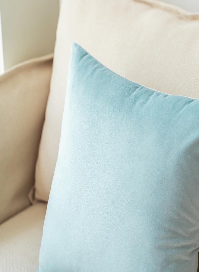 NiNi ALL Decorative Throw Pillow Covers Pack of 2, Velvet Throw Pillow Cases for Couch Pillows Cover Bedroom Living Room Outdoor Pillow Covers 18x18 Inch Baby Blue - Image 4