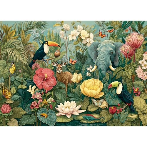 lamplig 1000 Piece Puzzle for AdultsRainforest Animals Jigsaw PuzzleJungle Puzzles 1000 Pieces Challenging Nature Game and Great Gift Flower Puzzle Decor Toy for Adults 275x196 11 Poster - Image 1