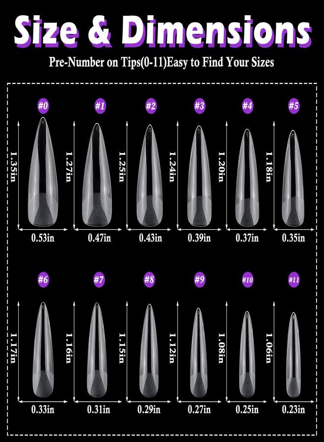 LuckForever 240pc Long Stiletto Fake Nails Tips Clear Press on Nails Long Stiletto Nail Tip Full Cover Soft Gel Nail Tips False Nail Pointy Artificial Fingernails for Gel/Acrylic Nail Extension - Image 4