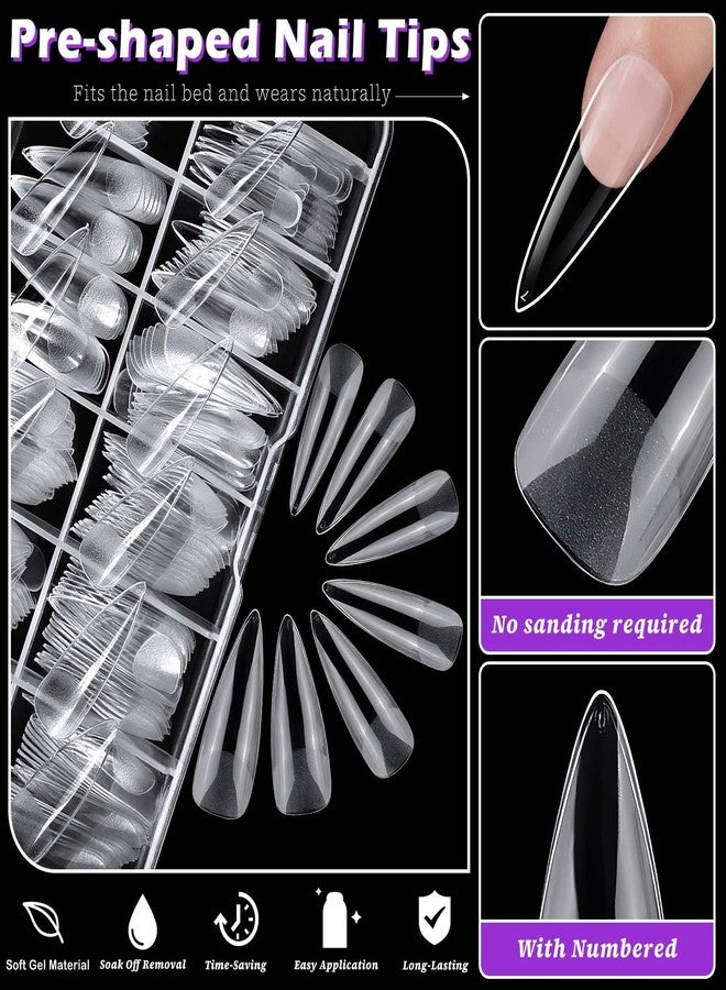 LuckForever 240pc Long Stiletto Fake Nails Tips Clear Press on Nails Long Stiletto Nail Tip Full Cover Soft Gel Nail Tips False Nail Pointy Artificial Fingernails for Gel/Acrylic Nail Extension - Image 3