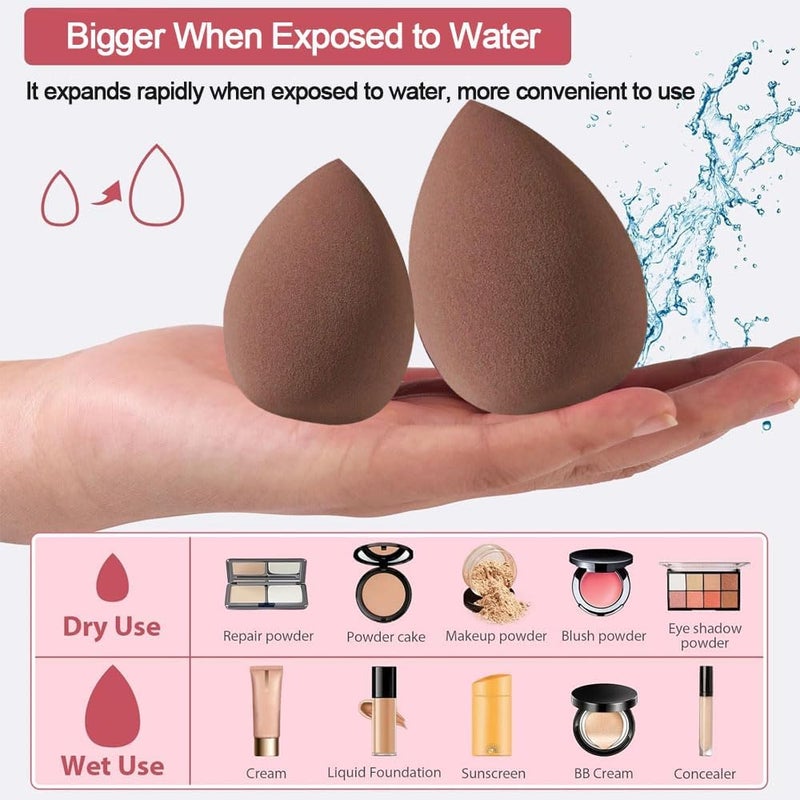 Goodern 40PCS Makeup Brushes Set with Sponges and Accessories - Brown - Image 3