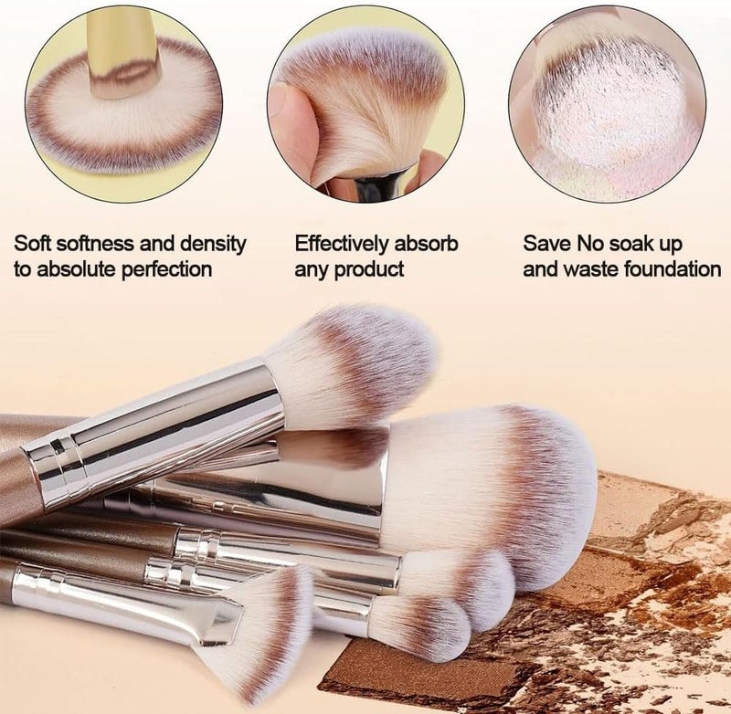 Goodern 40PCS Makeup Brushes Set with Sponges and Accessories - Brown - Image 2