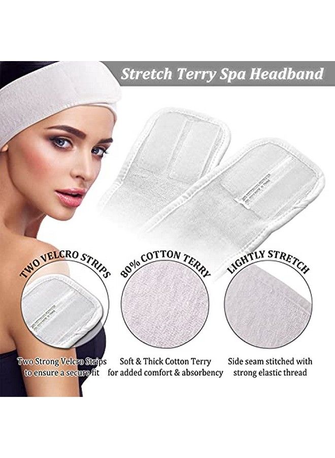 Appearus Spa Facial Headband Head Wrap Terry Cloth Headbands Stretch Towel With Closure For Bath Makeup And Sport (4 Count/White)  - Image 4