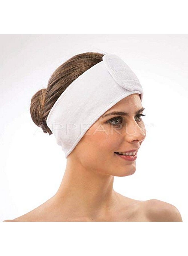 Appearus Spa Facial Headband Head Wrap Terry Cloth Headbands Stretch Towel With Closure For Bath Makeup And Sport (4 Count/White)  - Image 5