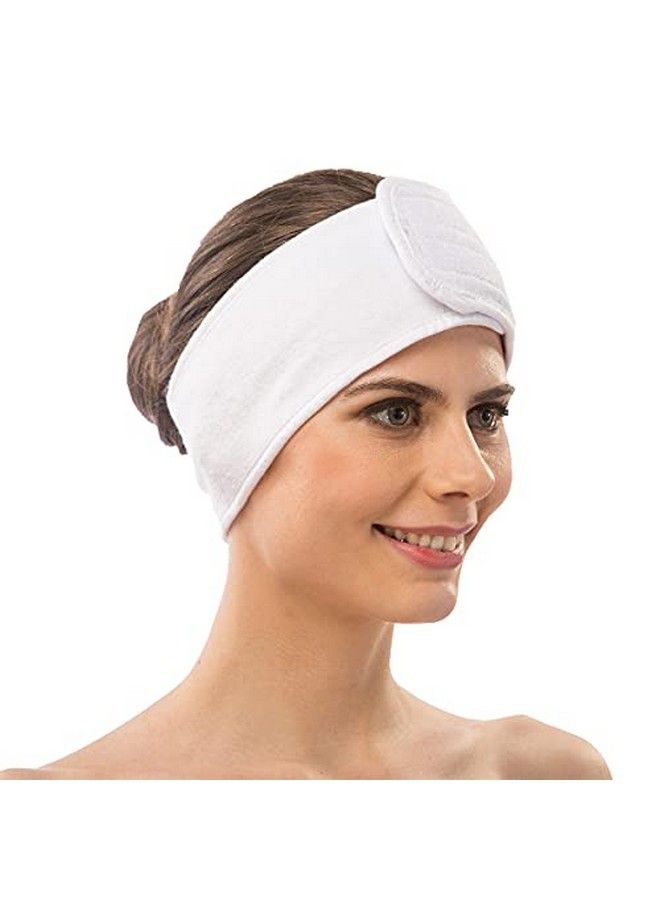 Appearus Spa Facial Headband Head Wrap Terry Cloth Headbands Stretch Towel With Closure For Bath Makeup And Sport (4 Count/White)  - Image 3