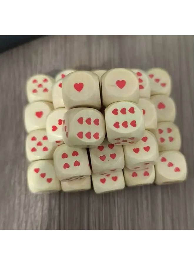 16 قطعة من مجموعة النرد الخشبية على شكل قلب 16 ملم، 6 جوانب، إكسسوارات ألعاب، هدية عيد الحب - Image 5