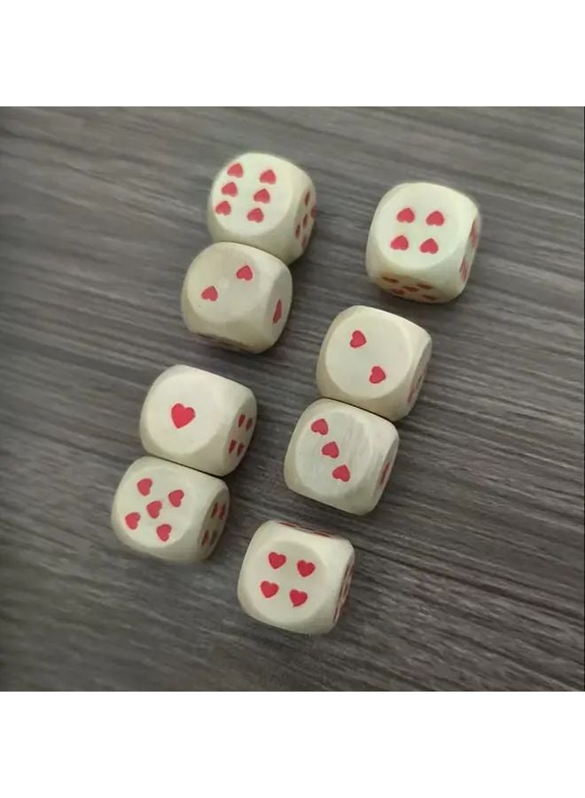 16 قطعة من مجموعة النرد الخشبية على شكل قلب 16 ملم، 6 جوانب، إكسسوارات ألعاب، هدية عيد الحب - Image 4