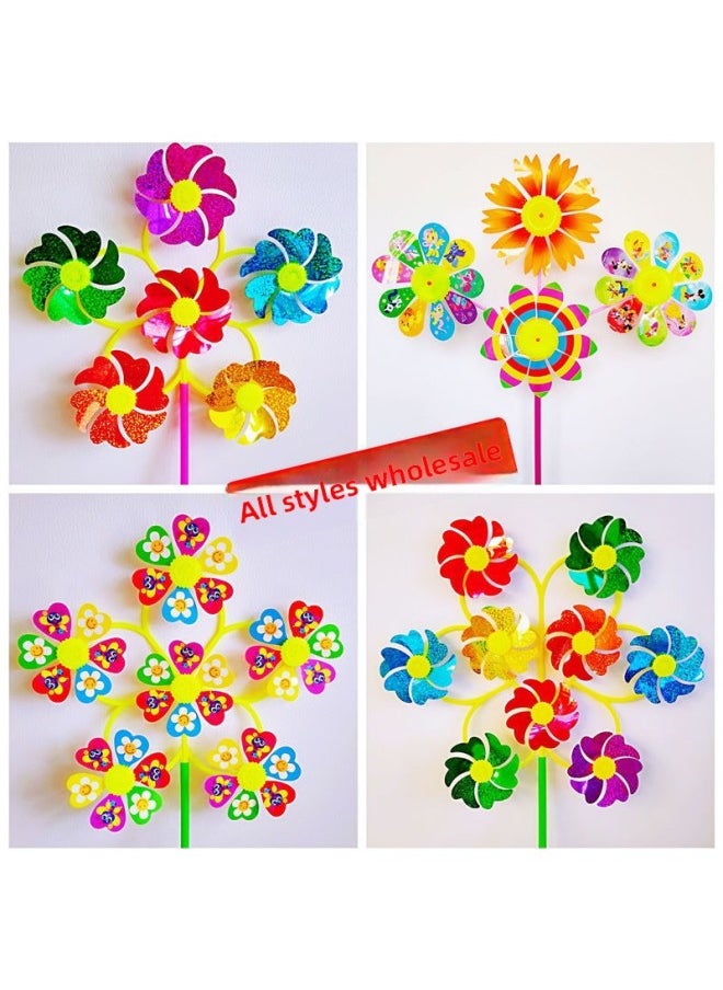 Small Windmill Creative Stall Children's Toy Activity Decoration Rotating Windmill Finished On March 31-Color:7 Ferris Wheels Mixed-Specifications:10  - Image 3