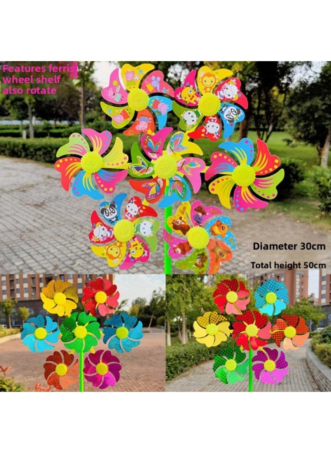 Small Windmill Creative Stall Children's Toy Activity Decoration Rotating Windmill Finished On March 31-Color:7 Ferris Wheels Mixed-Specifications:10  - Image 1