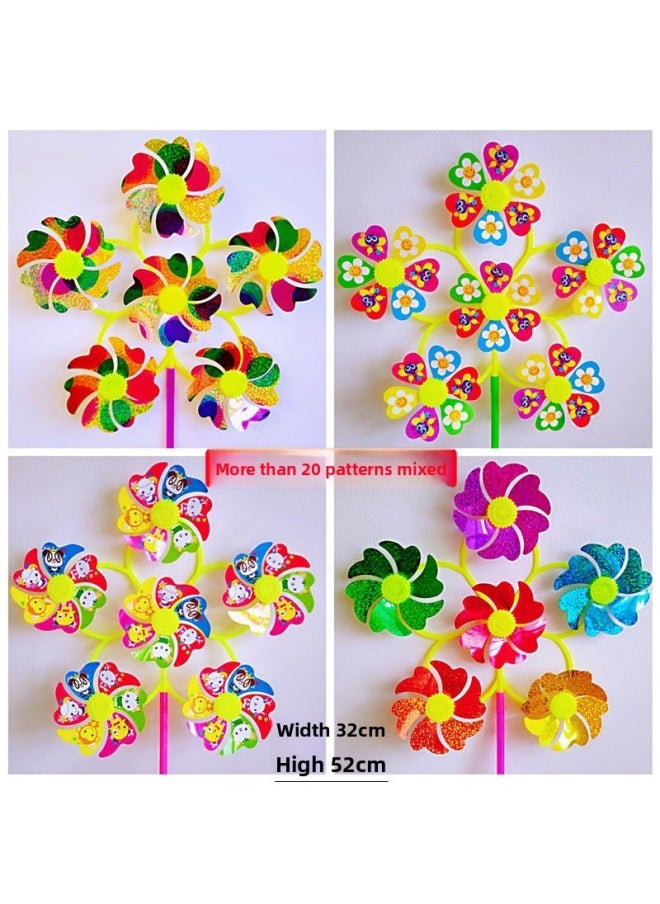 Small Windmill Creative Stall Children's Toy Activity Decoration Rotating Windmill Finished On March 31-Color:7 Ferris Wheels Mixed-Specifications:10  - Image 2