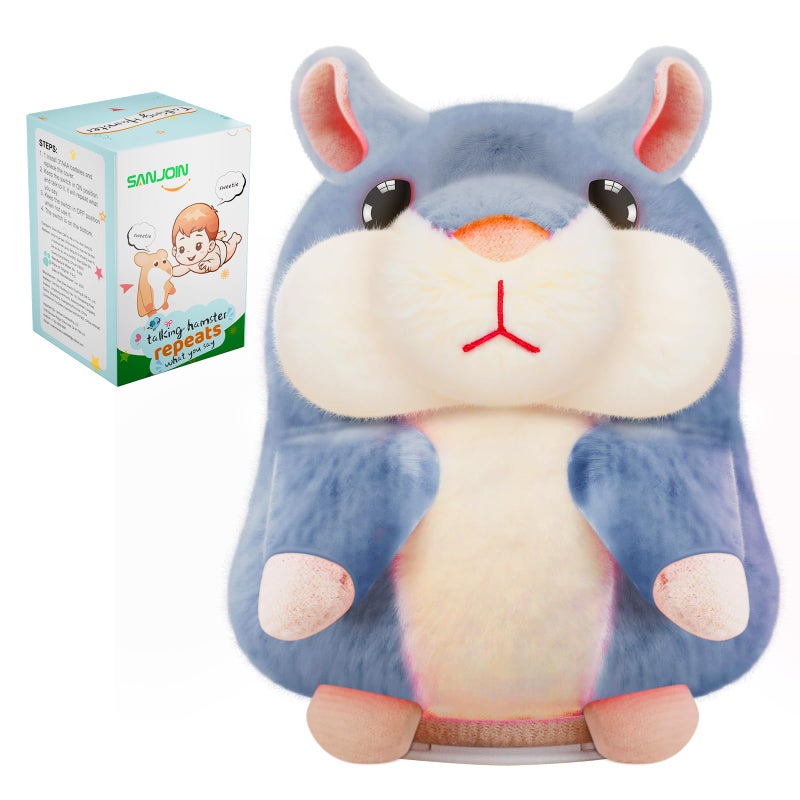 SANJOIN Kids Toddler Toys for Ages 24 Easter Basket Stuffers Talking Hamster Repeats What You SayKids Easter Gifts Interactive Plush Toy for Boys Girls for 2 3 4 5 6 Year Old Birthday GiftGray - Image 3