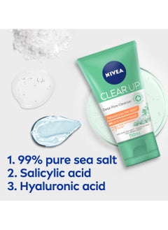 Nivea Face Wash Deep Pore Cleanser Clear Up With Sea Salt Salicylic And  Hyaluronic Acid  - Image 4