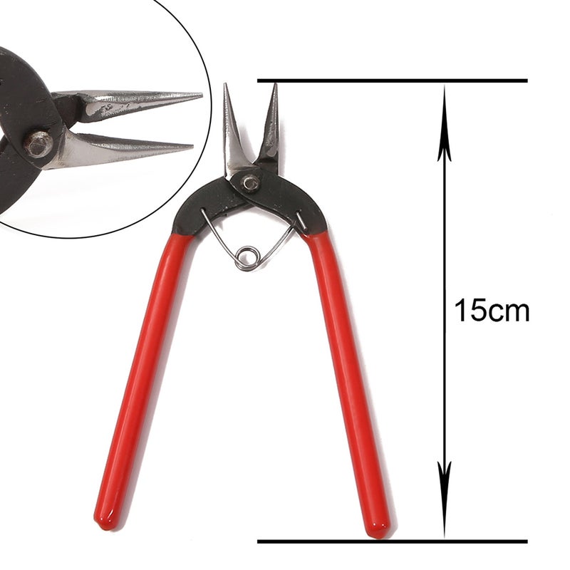 Handmade DIY Tool Pliers Multifunctional Punching Pliers Jewelry Toothless Pointed Nose Pliers Oblique Wire Cutting Pliers Hardware Tools #7 red handle long handle double round pliers 1 pc/bag 