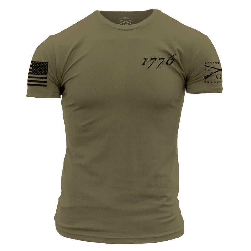 Grunt Style 1776 Flag Men's T-Shirt (Military Green, XLarge) - Image 2