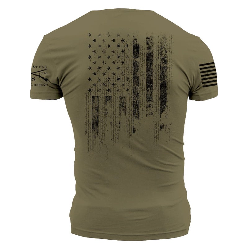 Grunt Style 1776 Flag Men's T-Shirt (Military Green, XLarge) - Image 3