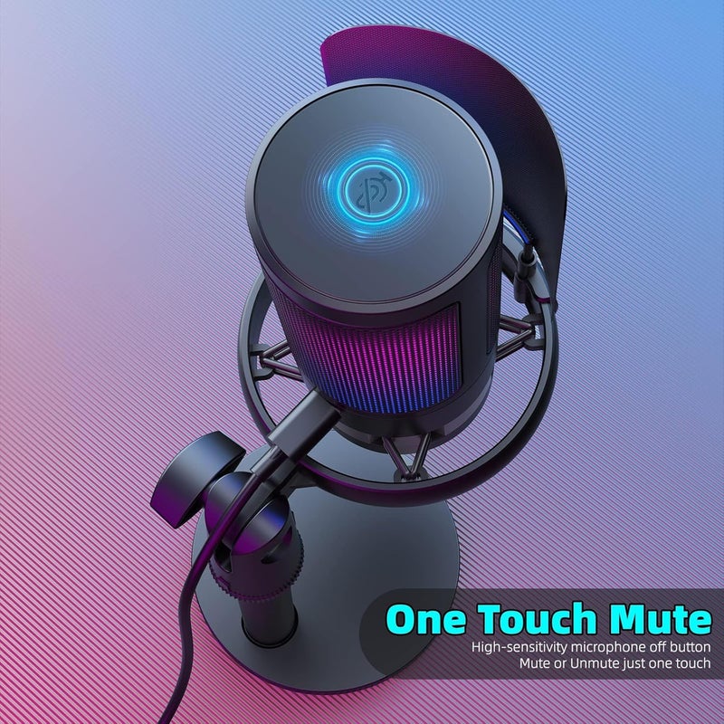 Gaming Microphone USB PC Mic for Podcasts and Streaming with RGB Lighting and Pop Filter - Image 3