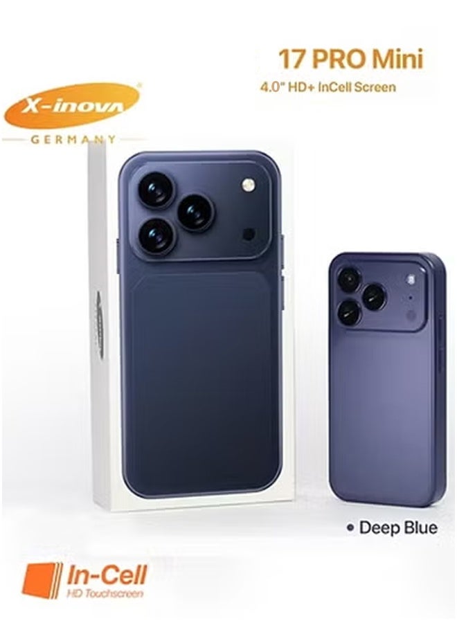 X-Inova Mini Smart Phone 17 Pro Mini 4.0" Display, 4GB+64GB Storage, 13MP Ultra Clear Rear Camera, Dual SIM Blue - Image 1