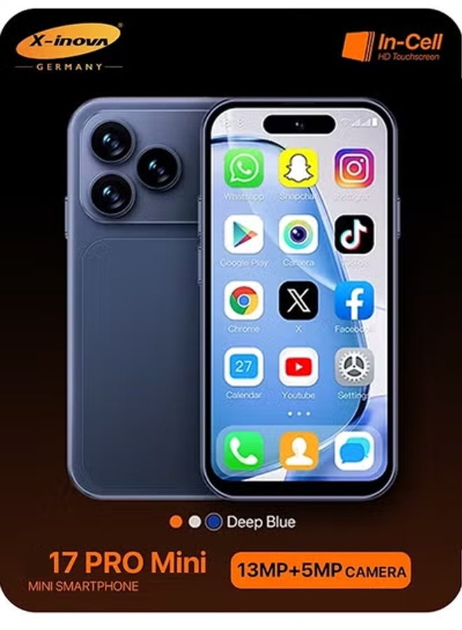 X-Inova Mini Smart Phone 17 Pro Mini 4.0" Display, 4GB+64GB Storage, 13MP Ultra Clear Rear Camera, Dual SIM Blue - Image 2