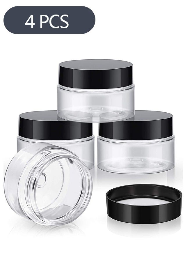 4 Pieces Round Clear Wide-mouth Leak Proof Plastic Container Jars with Lids for Travel Storage Makeup Beauty Products Face Creams Oils Salves Ointments DIY Slime Making or Others 30ml - Image 1