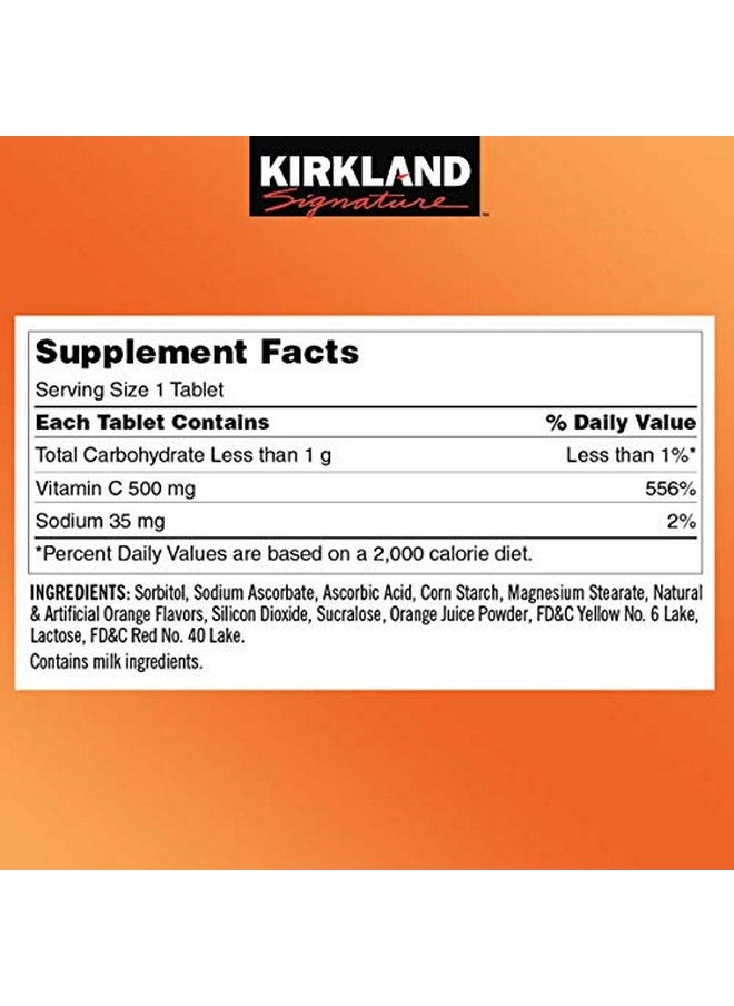 Kirkland Signature Vitamin C 500Mg 2Pack Or 1000 Tangy Orange Chewable Tablets  - Image 4