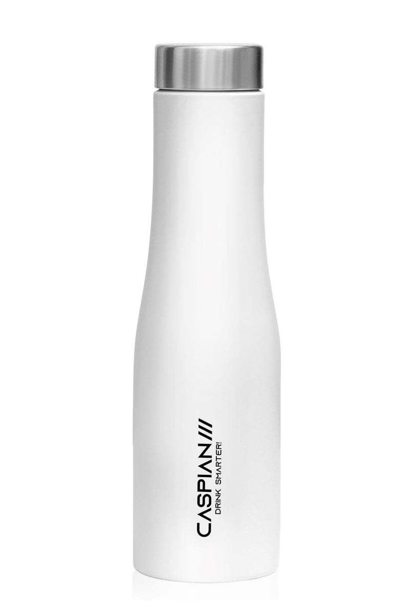 CASPIAN /// Aqua Stainless Steel Water Bottle (White, 1 Litre)| Leak Proof Thunder for Fridge Home Office Travel School Kids Boys Girls Adults Sports Gym Yoga - Image 1