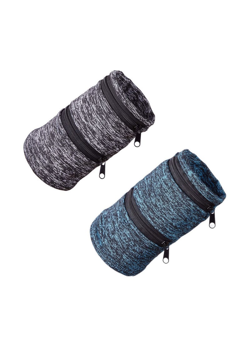 Generic 2 pcs Wrist Pouch/Wrist Wallet -Sports Pocket Wristband Wallet with Zipper Pocket for Cash,ID Card,Ticket,Key,Jewelry. Perfect for Travel & Sports  - Image 1