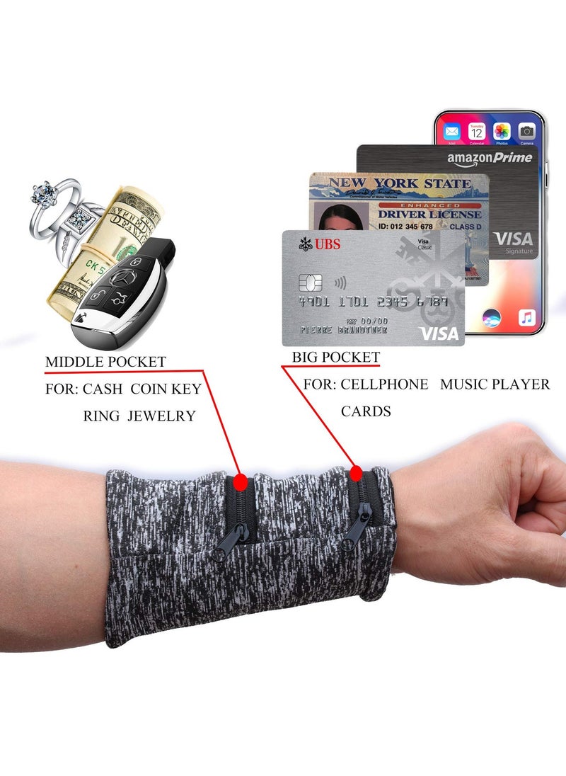 Generic 2 pcs Wrist Pouch/Wrist Wallet -Sports Pocket Wristband Wallet with Zipper Pocket for Cash,ID Card,Ticket,Key,Jewelry. Perfect for Travel & Sports  - Image 4