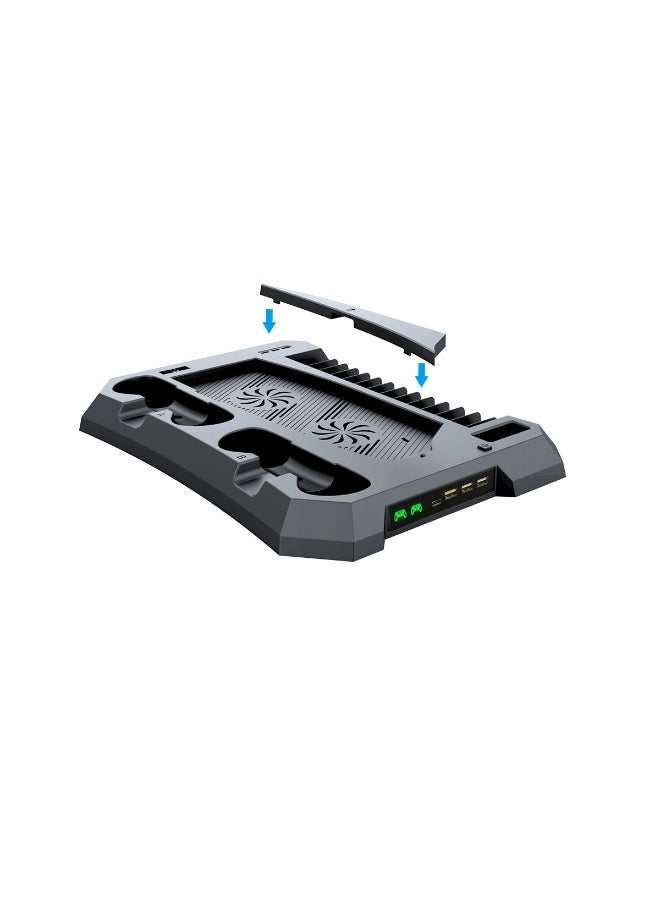 TNGames Multi-Functional Cooling & Charging Stand for P5/PS5/PS5 Slim (Disc/Digital Edition) - Dual Turbo Fans + Dual Magnetic Fast Charging + 15 Game Disc Storage + USB Hub - Premium Gaming Accessory Set - Image 2