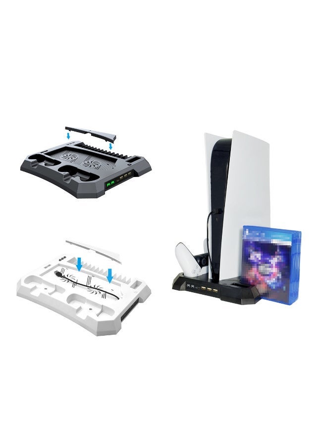 TNGames Multi-Functional Cooling & Charging Stand for P5/PS5/PS5 Slim (Disc/Digital Edition) - Dual Turbo Fans + Dual Magnetic Fast Charging + 15 Game Disc Storage + USB Hub - Premium Gaming Accessory Set - Image 5
