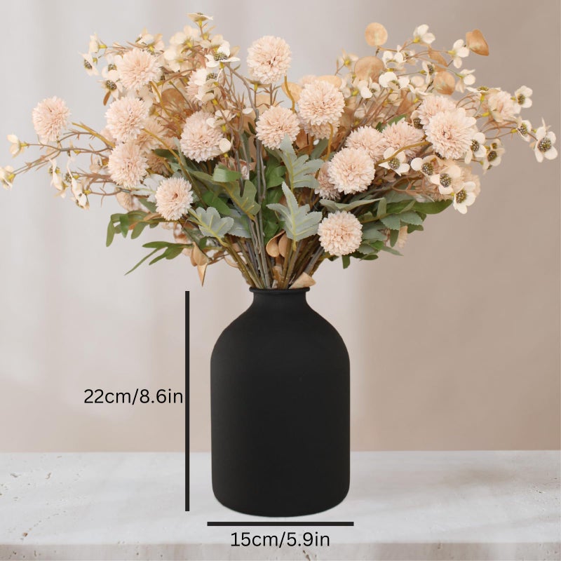 RyddeligHome Large Black Vase for Flowers Decor Living Room - 8.6in Tall, Matte Black Arlo Vase for Dining Coffee Table Centerpieces, Wabi Sabi Decor, Big Decorative Modern - Image 5