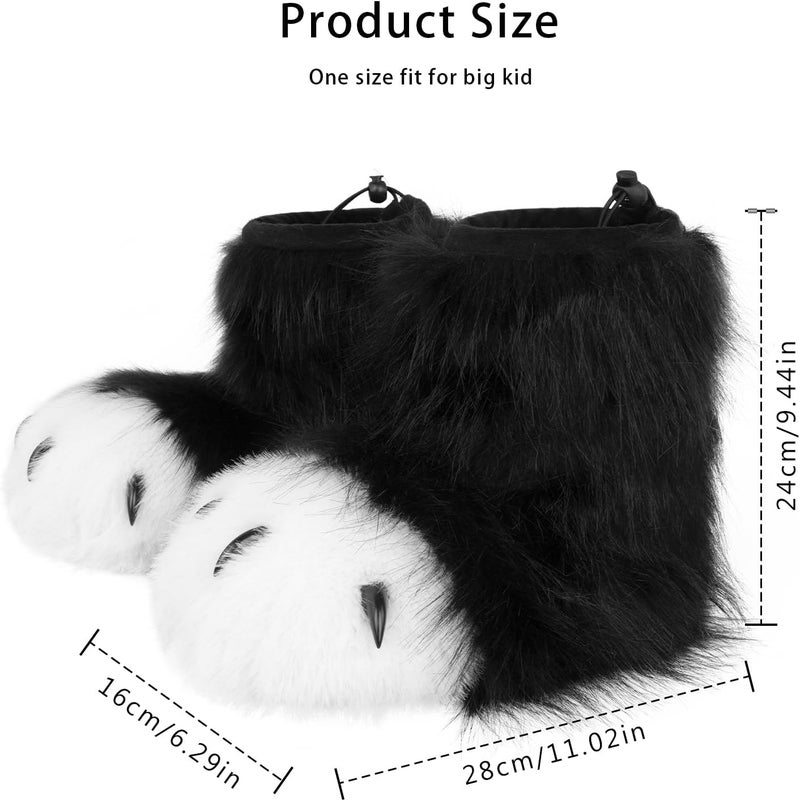 Animal Fuzzy Slippers Bear Cat Wolf Dog Fox Fursuit Feet Paw Claw Shoes Furry Boots Costume Accessories for Adult Kids - Image 5