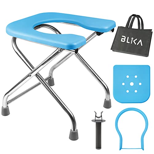 BLIKA U Shaped Portable Toilet for Camping, 400LBS XL Stainless Steel Truck Toilet, Folding Portable Potty for Adults, RoadTrip, Travel, Car - Image 1