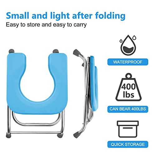 BLIKA U Shaped Portable Toilet for Camping, 400LBS XL Stainless Steel Truck Toilet, Folding Portable Potty for Adults, RoadTrip, Travel, Car - Image 2
