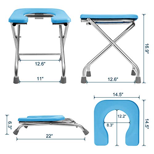 BLIKA U Shaped Portable Toilet for Camping, 400LBS XL Stainless Steel Truck Toilet, Folding Portable Potty for Adults, RoadTrip, Travel, Car - Image 3