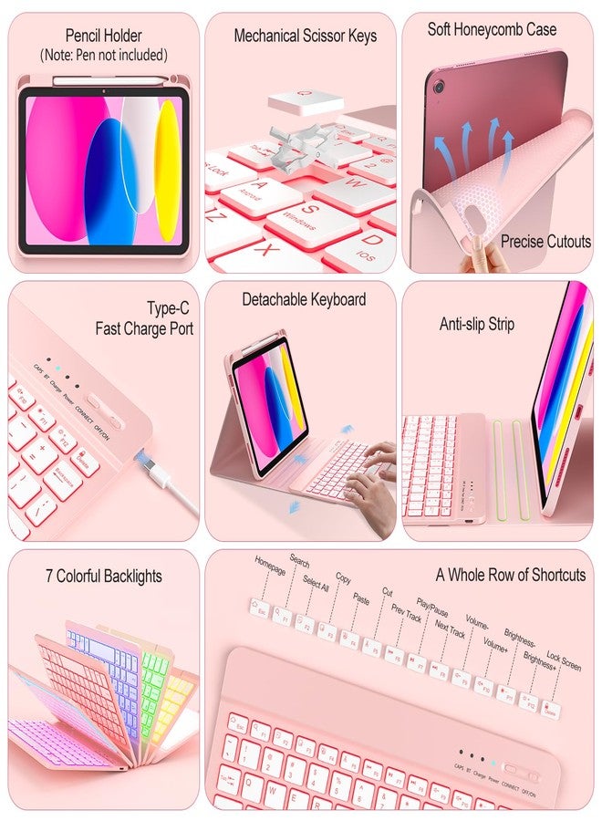 COO iPad 10th Generation Case with Keyboard (10.9 inch, 2022), Case for iPad 10th Generation with Detachable Wireless Bluetooth Keyboard, Folio Stand Case for iPad 10th Gen with Pencil Holder (Pink) - Image 2