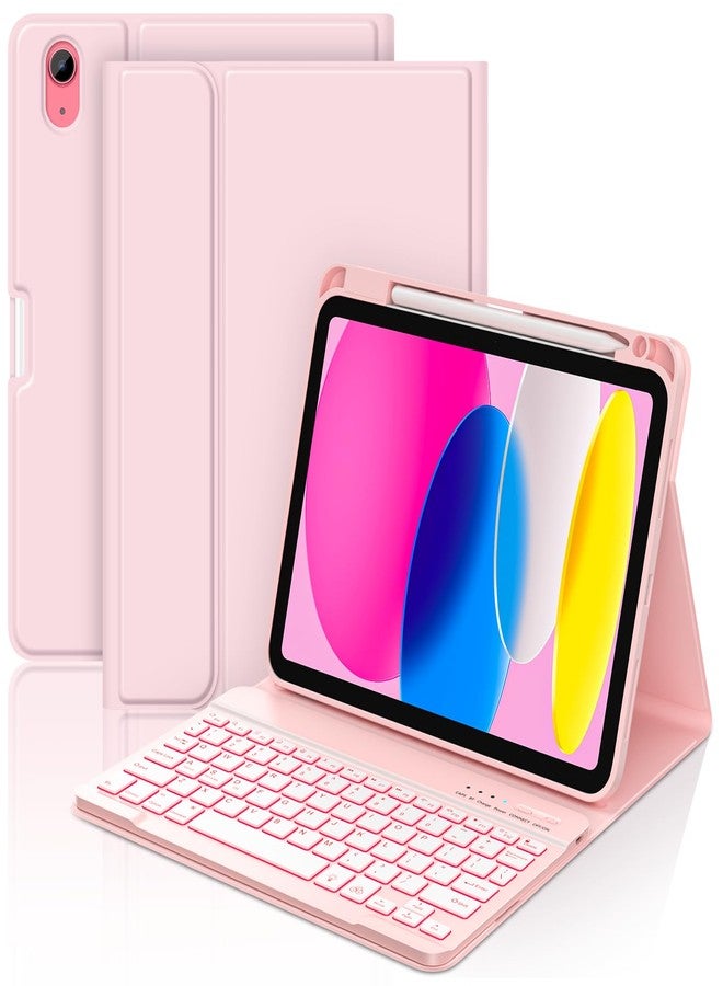 COO iPad 10th Generation Case with Keyboard (10.9 inch, 2022), Case for iPad 10th Generation with Detachable Wireless Bluetooth Keyboard, Folio Stand Case for iPad 10th Gen with Pencil Holder (Pink) - Image 1