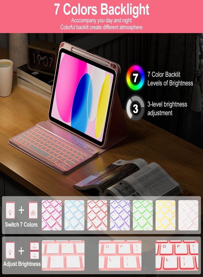COO iPad 10th Generation Case with Keyboard (10.9 inch, 2022), Case for iPad 10th Generation with Detachable Wireless Bluetooth Keyboard, Folio Stand Case for iPad 10th Gen with Pencil Holder (Pink) - Image 4